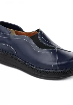 Pantofi confortabili din piele naturala 9005 albastru imagine