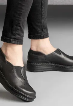 Pantofi confortabili din piele naturala 9005 negru imagine