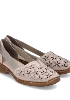 Pantofi de piele naturala Rieker 41356-60 bej imagine