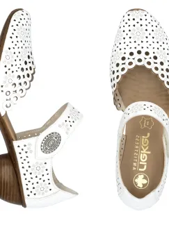 Pantofi de piele naturala Rieker 43753-80 alb imagine