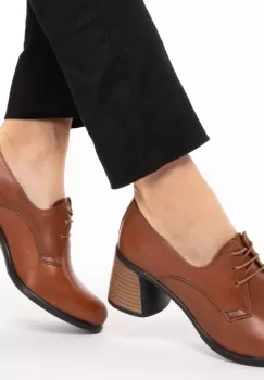 Pantofi din piele naturala 594 Maro imagine