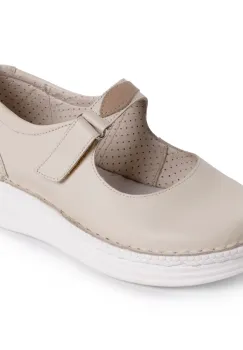 Pantofi din piele naturala Dania crem imagine