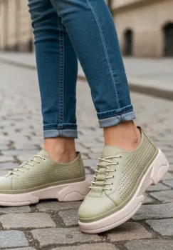 Pantofi piele 24100 verde imagine