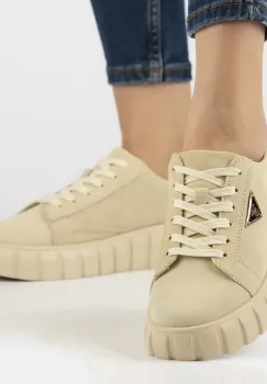 Pantofi piele 4138 bej velur imagine