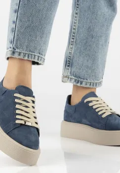Pantofi piele 6119 albastru velur imagine