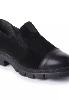 Pantofi piele casual 124904 negru-velur imagine