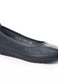 Pantofi piele naturala 1201Albastru neperforat imagine