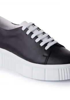 Pantofi piele naturala 1239 alb-negru imagine