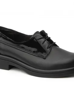 Pantofi piele naturala 345 negru-lac imagine