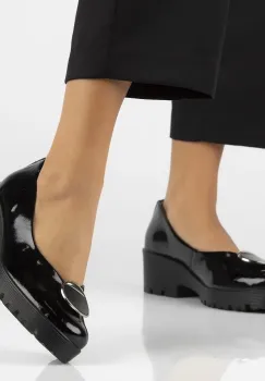Pantofi piele naturala 4569 negru-lac imagine