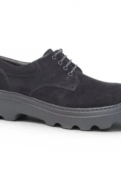 Pantofi piele naturala 595 negru velur imagine
