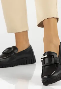 Pantofi piele naturala 6044 negru imagine