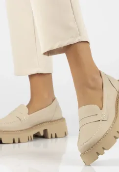 Pantofi piele naturala 6088 bej imagine