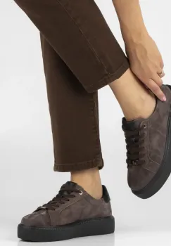 Pantofi piele naturala 6119 maro-negru imagine