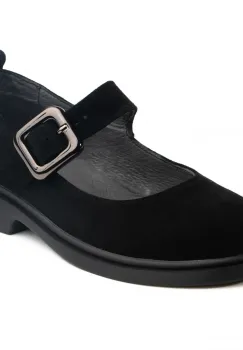 Pantofi piele naturala 645 negru velur imagine