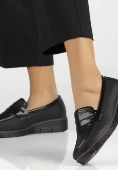 Pantofi piele naturala 6455 negru imagine