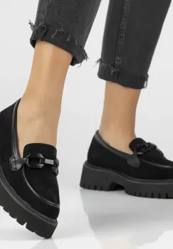 Pantofi piele naturala 6486 negru imagine