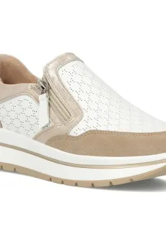 Pantofi piele naturala 6777 alb-bej imagine