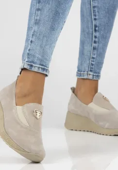 Pantofi piele naturala 6786 bej imagine