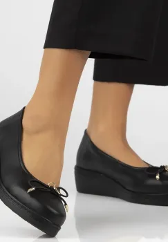 Pantofi piele naturala 6857 negru imagine