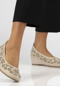Pantofi piele naturala 6864 bej imagine
