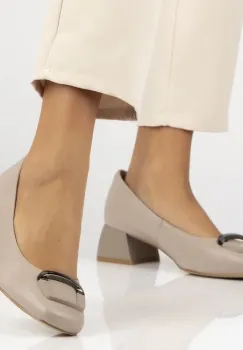 Pantofi piele naturala 6946 bej imagine