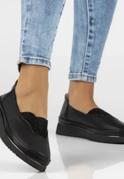 Pantofi piele naturala 7000 negru imagine