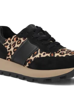 Pantofi piele naturala 7112 negru-leopard imagine
