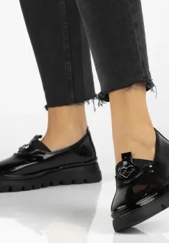 Pantofi piele naturala 7170 negru-lac imagine