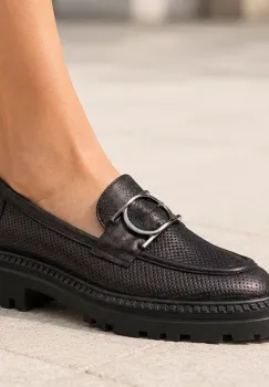 Pantofi piele naturala 7300 negru imagine