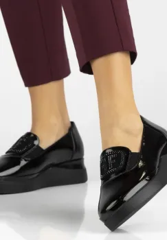 Pantofi piele naturala 7396 negru imagine