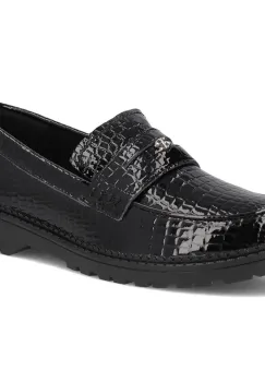 Pantofi piele naturala 7409 negru-croc imagine