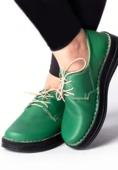 Pantofi piele naturala 9100 verde imagine