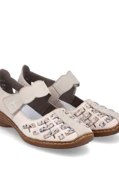 Pantofi piele naturala Rieker 41369-60 crem imagine
