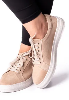 Pantofi piele velur 3027 bej imagine