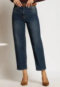Blugi albastri mom fit casual imagine