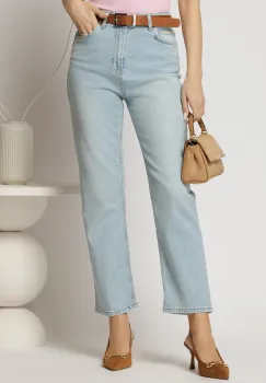 Blugi dama albastri mom fit casual imagine