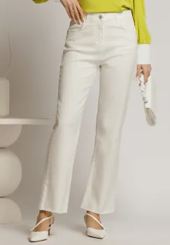 Blugi dama albi cu croi drept clasic imagine