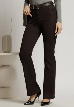 Blugi dama maro cu talie inalta si croi evazat imagine