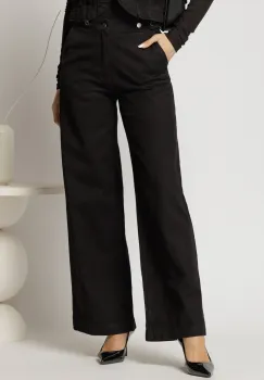 Blugi dama negri cu croi larg si capse la spate imagine