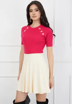 Bluza Adriana fucsia cu nasturi decorativi si maneci scurte imagine