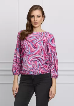 Bluza Aria fucsia cu imprimeuri bleu imagine