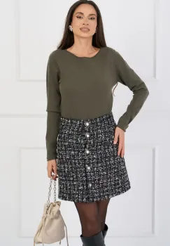 Bluza casual din tricot kaki cu decolteu rotund imagine