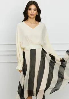 Bluza Dahlia ivory scurta cu elastic la baza imagine