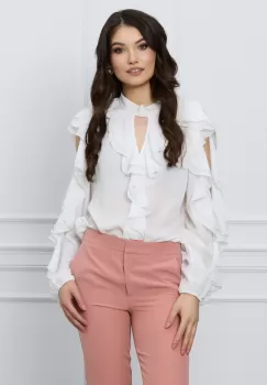 Bluza Doria alba cu volane imagine