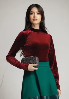 Bluza eleganta din catifea burgundy imagine