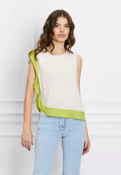 Bluza Flaviana ivory cu verde lime imagine