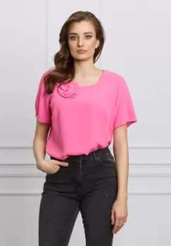 Bluza Ina roz cu aplicatie florala 3D imagine