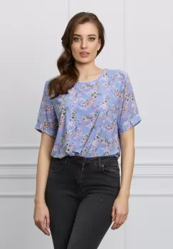 Bluza Kara bleu cu floricele roz imagine