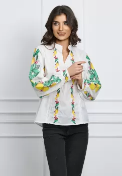 Bluza Lemon alba cu broderie imagine